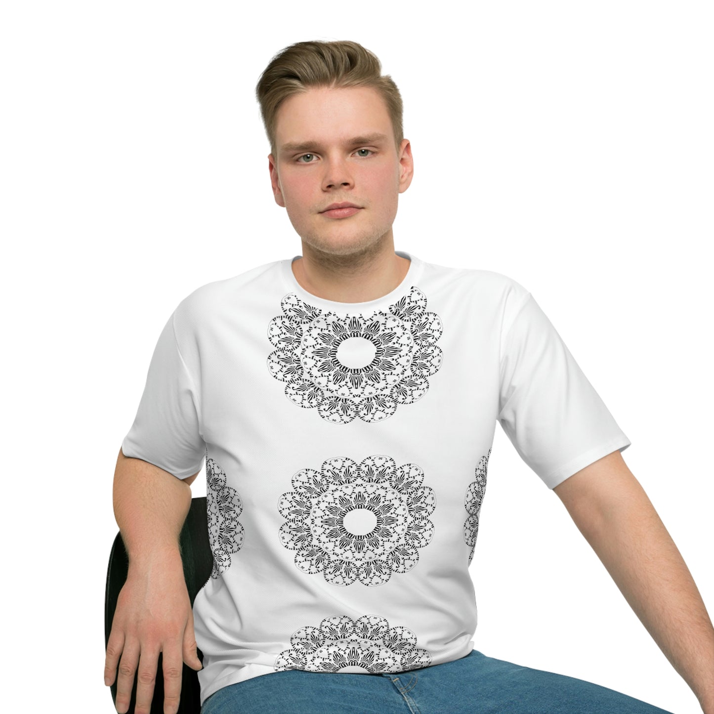 White Indian Floral Design T-shirt - Radiant Collection 002