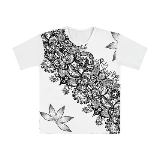 White Indian Floral Design T-shirt - Radiant Collection 001
